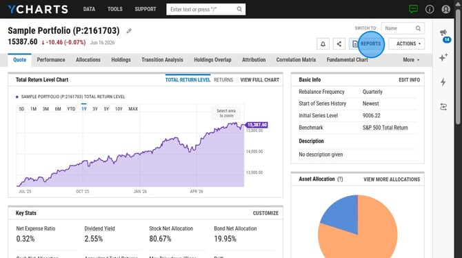 Accessing Your YCharts Portfolio Reports - Step 1