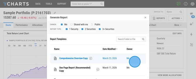 Accessing Your YCharts Portfolio Reports - Step 2