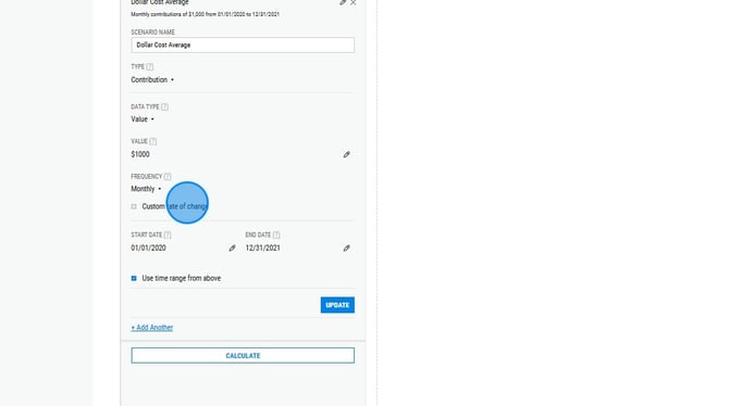 Configuring Custom Dollar Cost Averaging Rates - Step 1