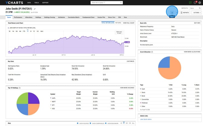 Configuring Portfolio Drift Alerts and Notes in YCharts - Step 1 (1)