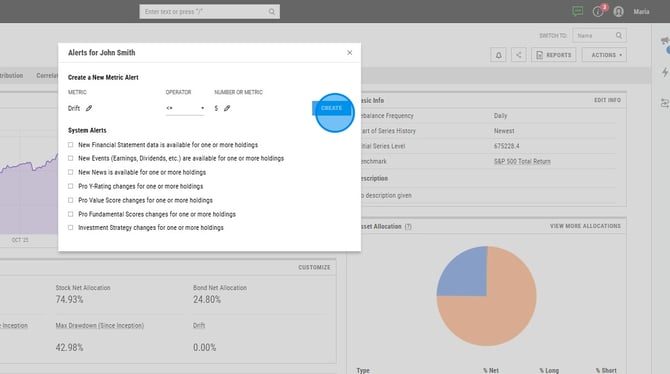 Configuring Portfolio Drift Alerts and Notes in YCharts - Step 7