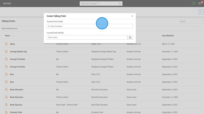 Create A New Talking Point In YCharts - Step 3