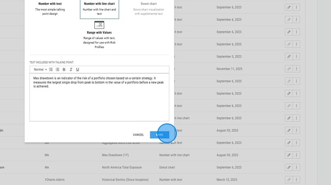 Create A New Talking Point In YCharts - Step 8