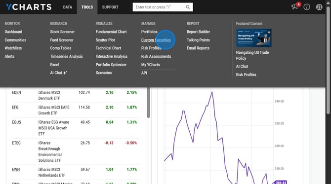 Create a Custom Security in YCharts - Step 2