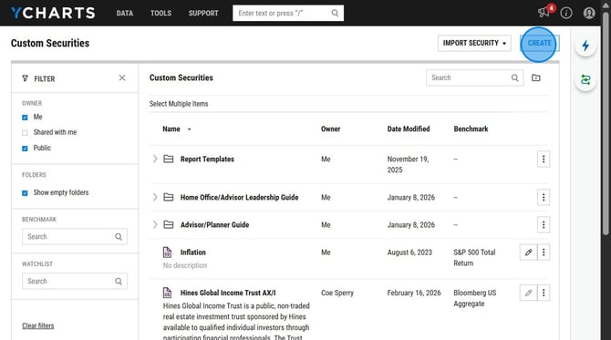 Create a Custom Security in YCharts - Step 3