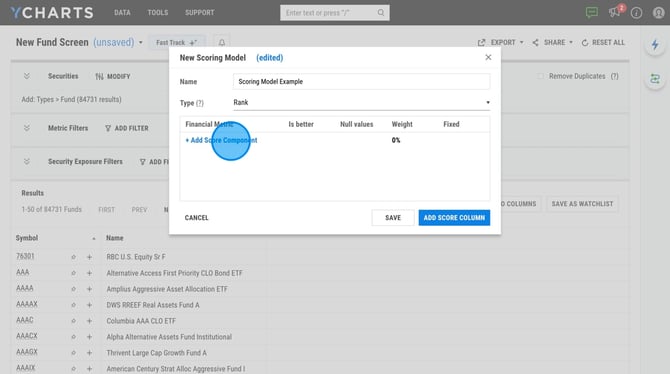 Create a New Mutual Fund and ETF Scoring Model on YCharts - Step 5