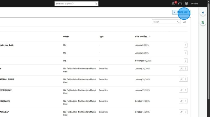 Create and Download a Security Watchlist on YCharts - Step 2