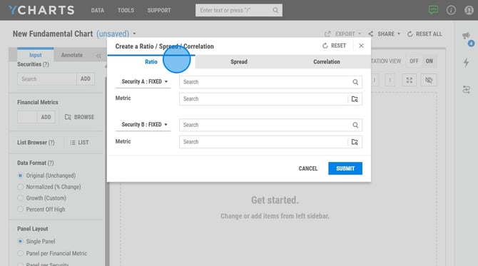Creating Financial Data Visualizations on YCharts - Step 2