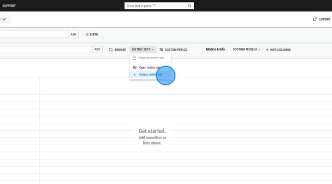 Creating and Sharing Custom Metric Sets in YCharts - Step 1