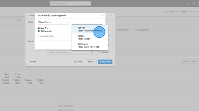 Creating and Sharing Custom Metric Sets in YCharts - Step 12
