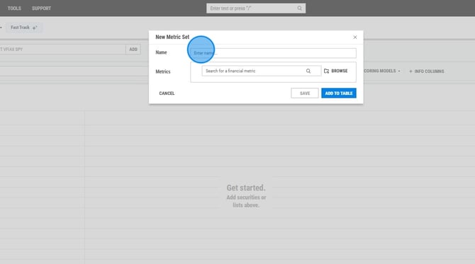 Creating and Sharing Custom Metric Sets in YCharts - Step 2