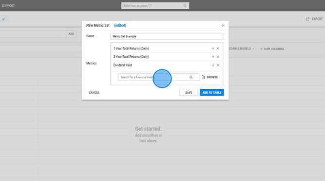 Creating and Sharing Custom Metric Sets in YCharts - Step 3