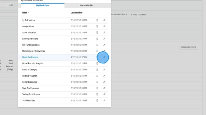 Creating and Sharing Custom Metric Sets in YCharts - Step 7