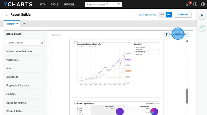 Customize PDF Report Layout on YCharts - Step 1 (1)