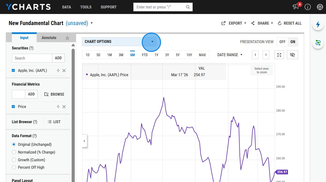 Fundamental Chart Options
