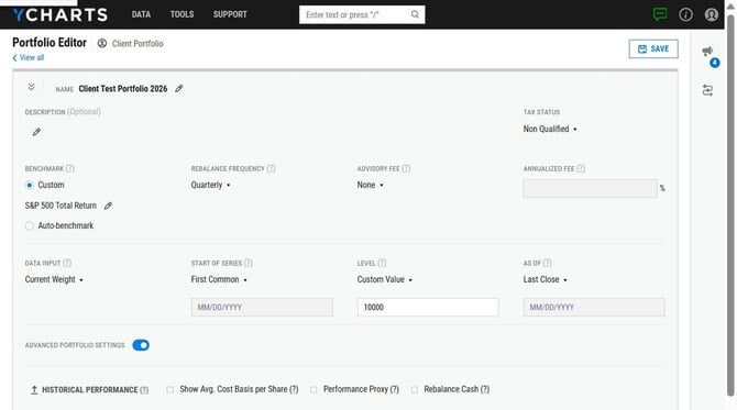 How To Configure And Save Auto-Benchmark Portfolio Settings - Step 0