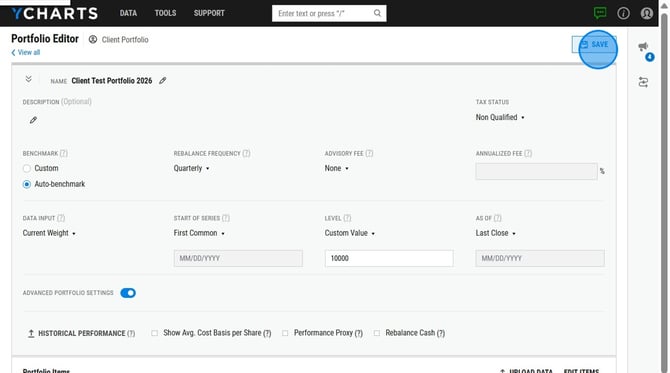 How To Configure And Save Auto-Benchmark Portfolio Settings - Step 2
