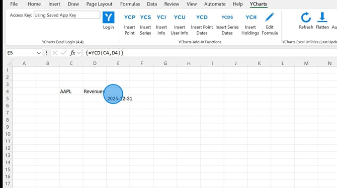 How To Insert Point And Series Dates In Excel - Step 2