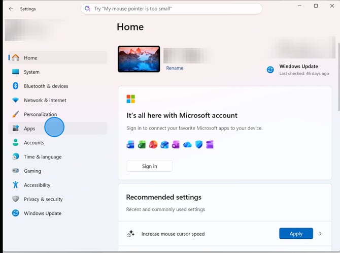 How to Access App Management Settings on Windows - Step 1