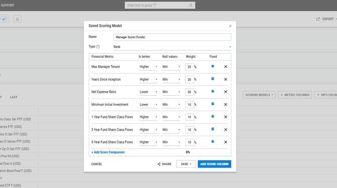 How to Access Saved Scoring Models on YCharts - Step 4