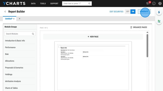 How to Create a Comparison Report of Two Securities on YCharts - Step 12