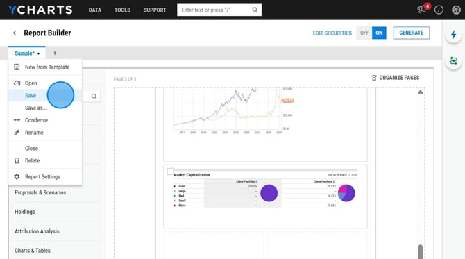 How to Create a Comparison Report of Two Securities on YCharts - Step 13