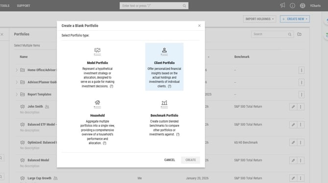 How to Create a New Client Portfolio on YCharts - Step 4