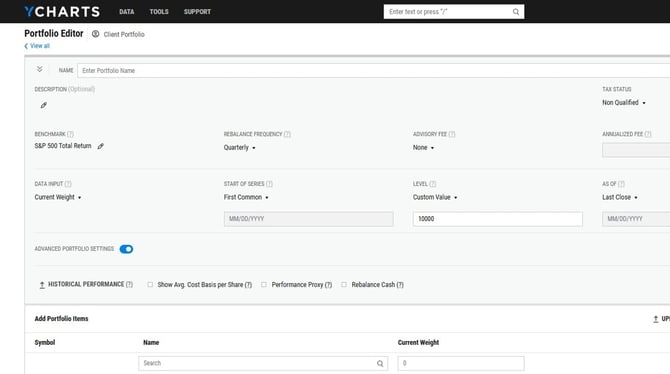 How to Create a New Client Portfolio on YCharts - Step 6