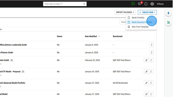 How to Create a New Dynamic Portfolio - Step 2