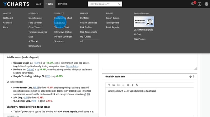 How to Create and Save a Custom Scatter Plot on YCharts - Step 0