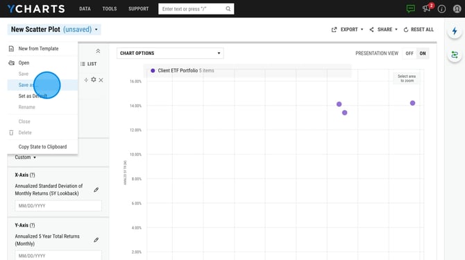 How to Create and Save a Custom Scatter Plot on YCharts - Step 5
