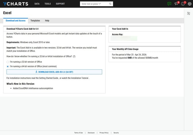 How to Download the YCharts Excel Add-In - Step 0