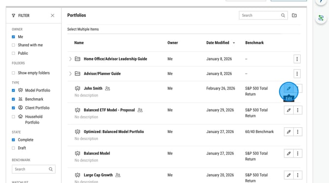 How to Edit a Model Portfolios Performance Proxy on YCharts - Step 1