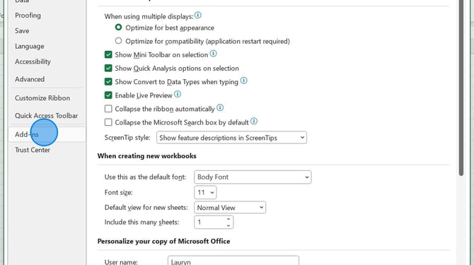 How to Enable the YCharts Excel Add-in - Step 2