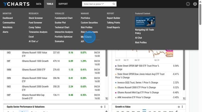How to Regenerate an Existing YCharts Report - Step 1