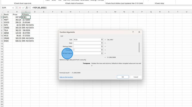 How to Replace Null Values Using Excel Function Arguments - Step 2