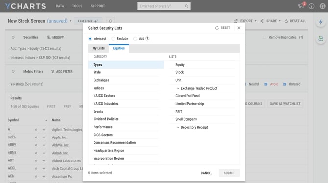 How to Save Your Custom Stock Screen on YCharts - Step 2 (1)