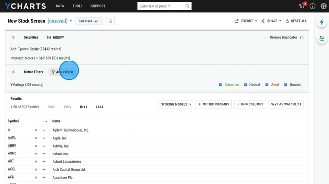 How to Save Your Custom Stock Screen on YCharts - Step 3