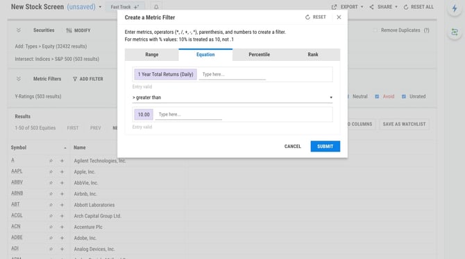 How to Save Your Custom Stock Screen on YCharts - Step 4