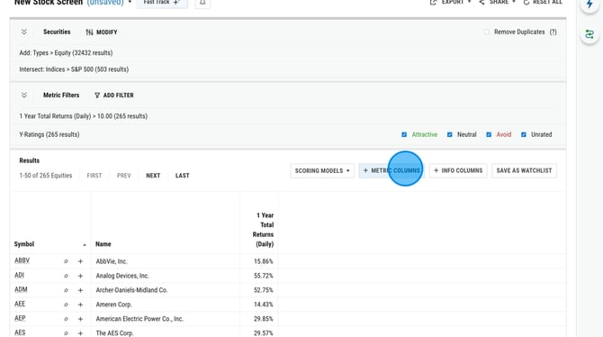 How to Save Your Custom Stock Screen on YCharts - Step 5