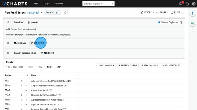 How to Save a Custom Mutual Fund and ETF Screen on YCharts - Step 3