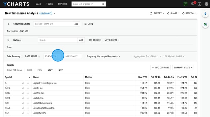 How to Save a Timeseries Analysis Chart on YCharts - Step 4