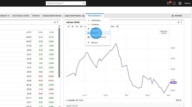 How to Share a YCharts Dashboard With Your Team - Step 1