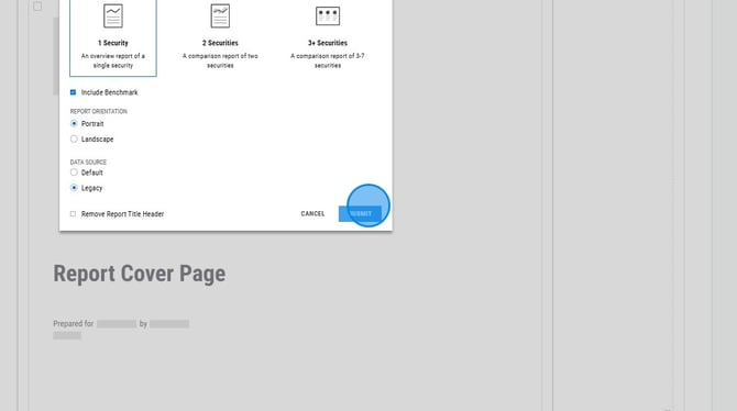 Include Benchmark in YCharts PDF Reports - Step 2