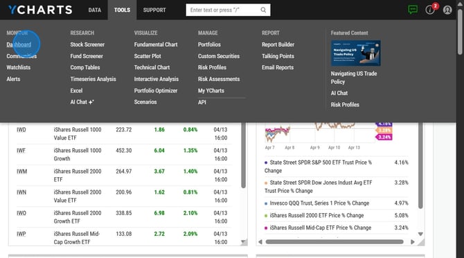Managing Client Portfolios and Custom Charts in YCharts - Step 1