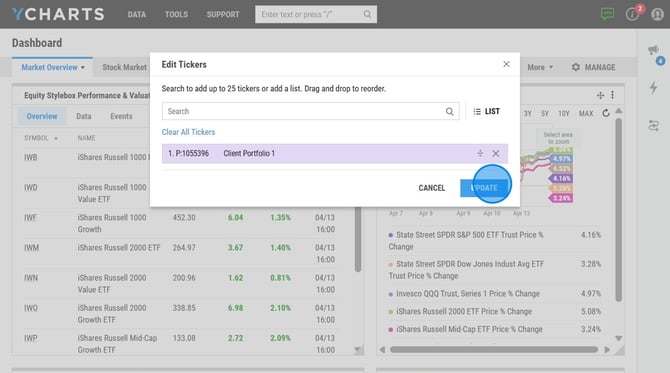 Managing Client Portfolios and Custom Charts in YCharts - Step 5