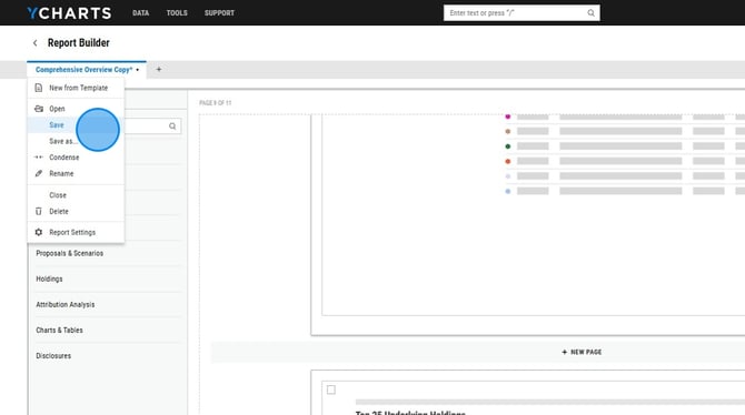 Save a Custom Y-Charts Report - Step 2