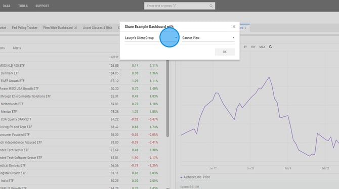 Share a YCharts Dashboard with Specific Users - Step 3