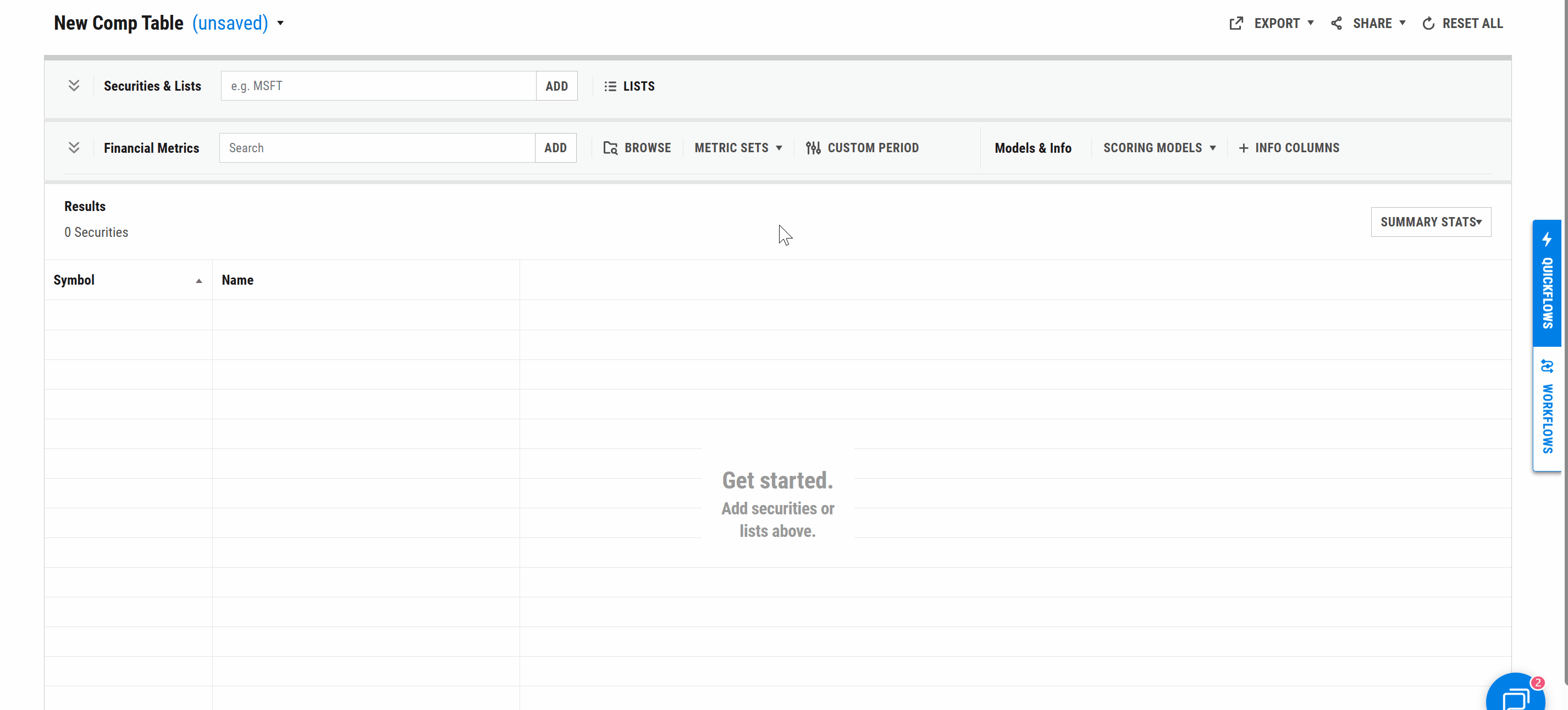 create metric set